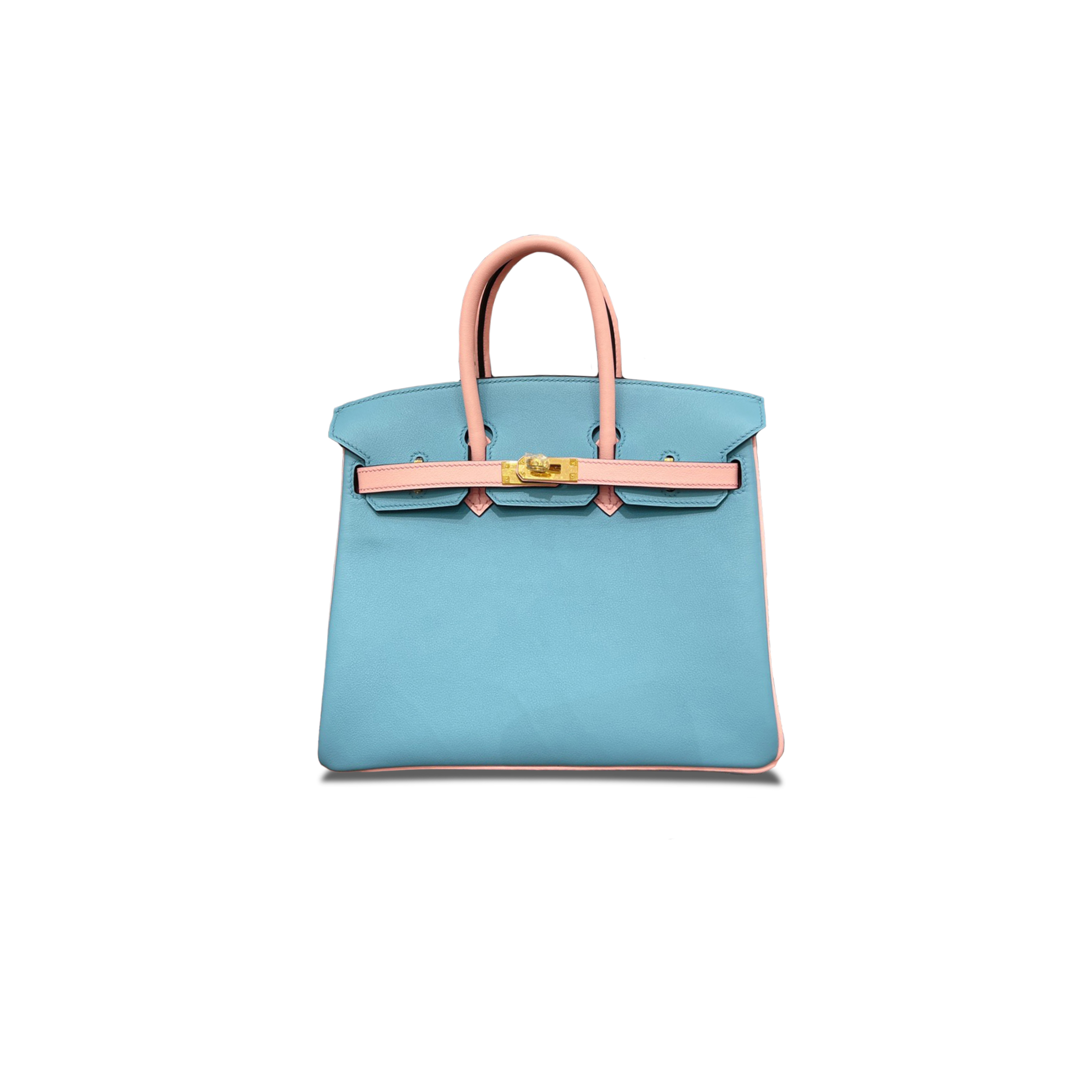 HERMÈS MASTER BIRKIN 25 SWIFT LEATHER CANDY BLUE 3Q PINK GOLD BUCKLE H049363CK04 (25*20*13cm)